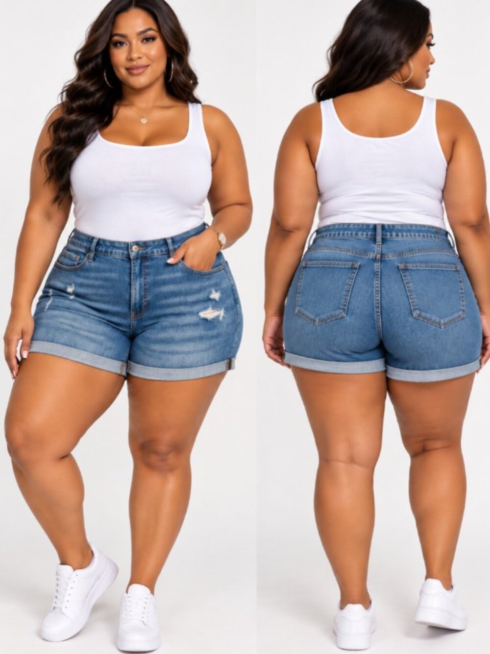Old Navy Plus Size Fashion Straight High Rise Destressed Denim Short Women's 22
